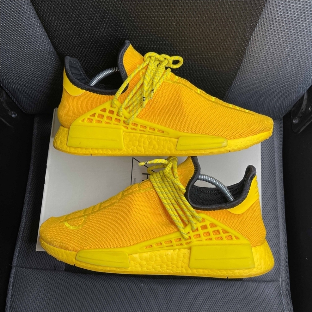 Adidas Pharrell x NMD Human Race Yellow Sneakers Men Size 9.5 Women Sz 11